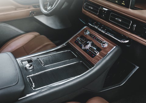 The front center console of a 2024 Lincoln Aviator® SUV is shown | Sheehy Lincoln of Richmond in Richmond VA