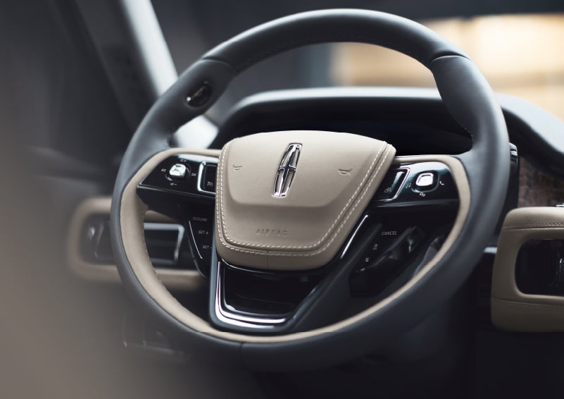 The intuitively placed controls of the steering wheel on a 2024 Lincoln Aviator® SUV | Sheehy Lincoln of Richmond in Richmond VA