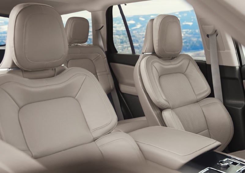 The interior of a 2024 Lincoln Aviator® SUV in the Sandstone interior color | Sheehy Lincoln of Richmond in Richmond VA